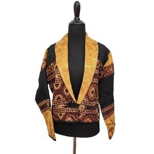 Vintage 90s Southwestern Aztec Crop Jacket Tapestry Sz small